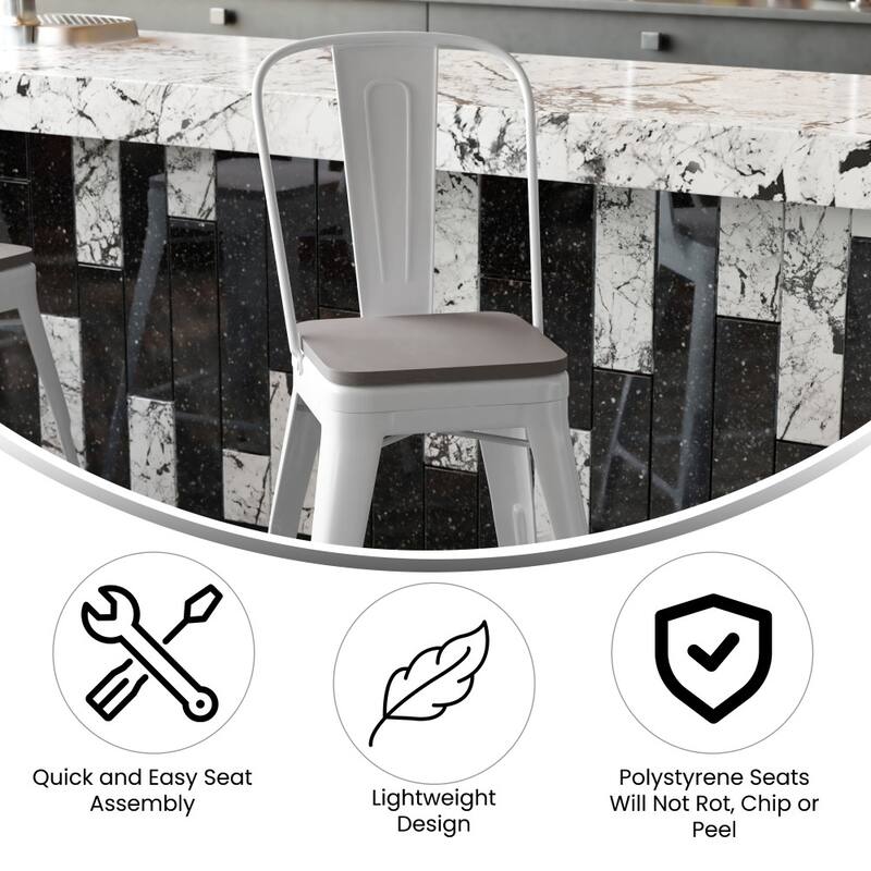 All-Weather Commercial Counter Stool with Removable Back & Poly Resin Seat