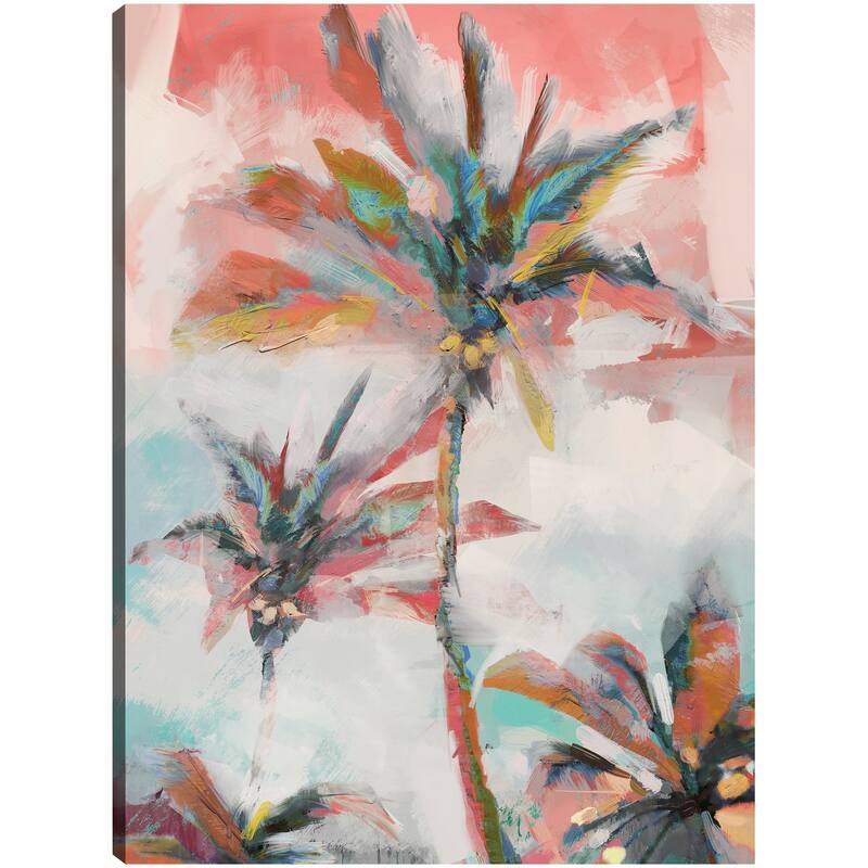 Coral Palm By Studio Arts Canvas Art Print
