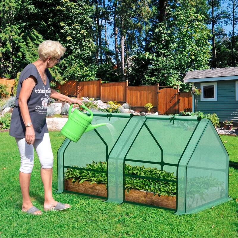 Aoodor 6x3x3 ft Mini Greenhouse with 2 Zipper Doors, 3 Covers - 6 x 3 x 3 ft.