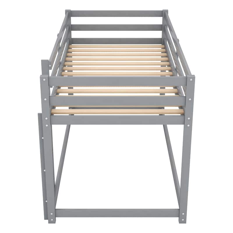 Twin over Twin Solid Wood Low Bunk Bed