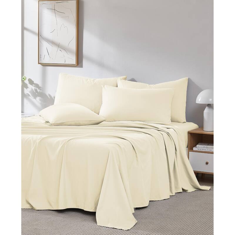 Vilano Series Extra Deep Pocket 6-piece Bed Sheet Set - Off White - Split King
