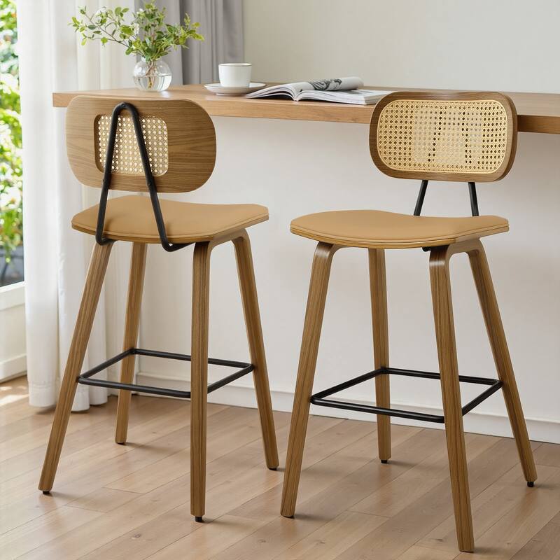 26-Inch Upholstered Counter/ Bar Stools Set of 2 or 3 - 35.1"H x 17.7"W x 19.5"D - Set of 2 - Brown