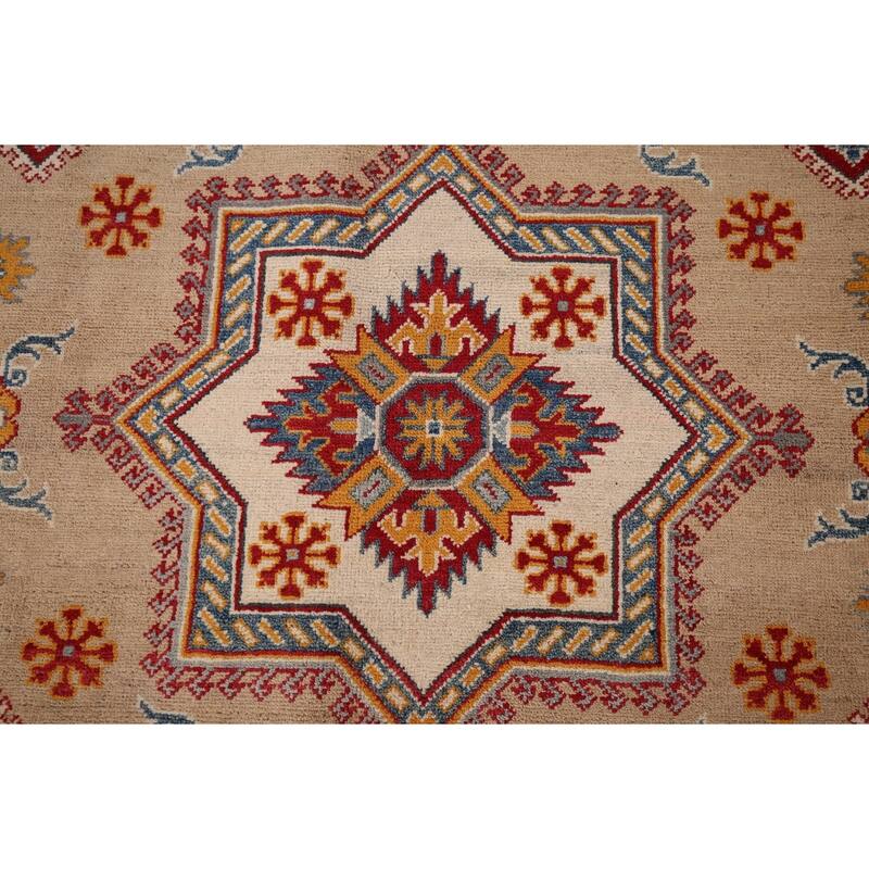 Hand Knotted Oriental 100% Wool Carpet Traditional Geometric Peach Kazak Area Rug - 10' 1'' X 8' 5''