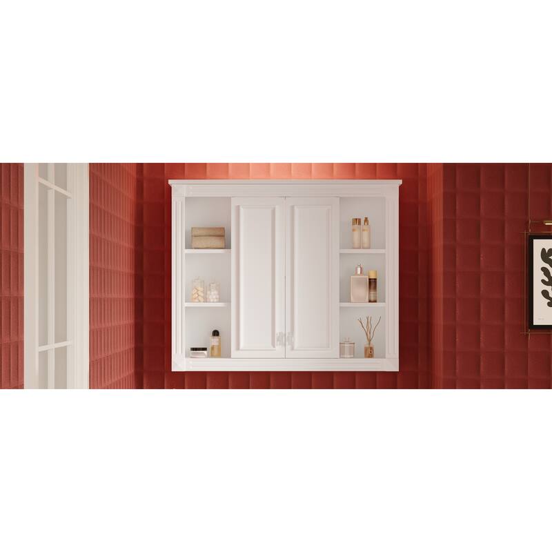 Roomfitters 36x28 Inch Medicine Cabinet, Wall Mounted Bathroom Mirror Cabinet with Adjustable Shelf & Soft-Closing Hinges, White