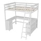 preview thumbnail 9 of 16, Full Size Loft Bed with U-shaped Desk, Drawers and Storage Shelves, White