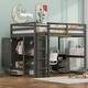 preview thumbnail 5 of 20, Wood Full Size Loft Bed with Built-in Wardrobe, Desk, Storage Shelves Grey