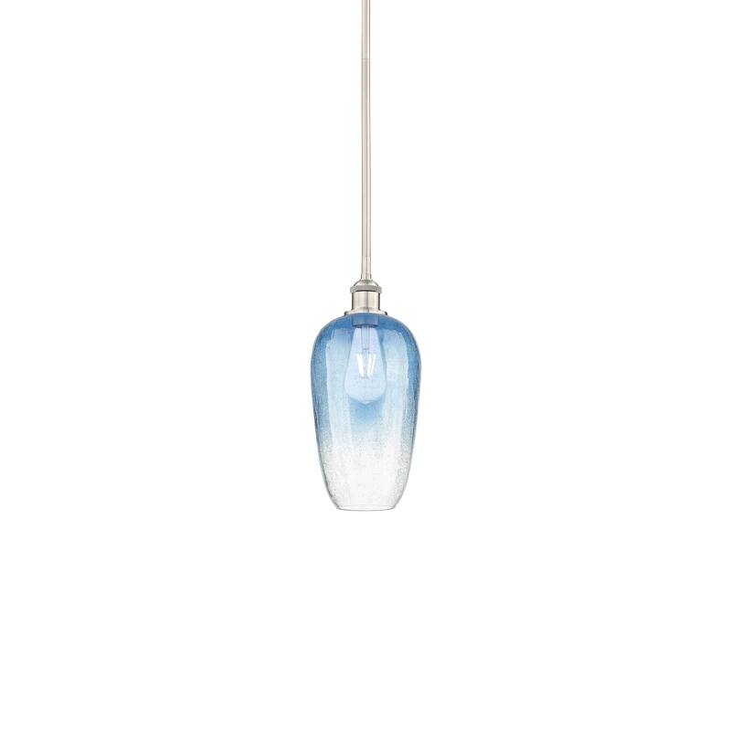 Innovations Lighting 616-1S-15-7 Brookhaven Flute Pendant Brookhaven - Brushed Satin Nickel / Sapphire Blue