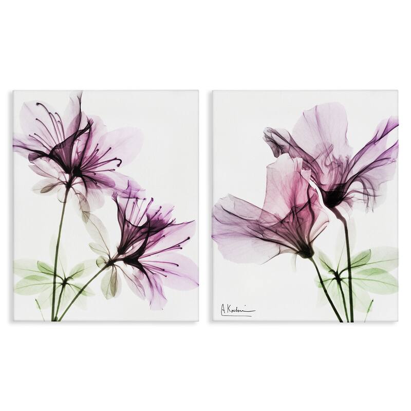 Stupell Purple Flower Bloom Design, 2pc Multi Piece Canvas Wall Art Set - 24 x 30