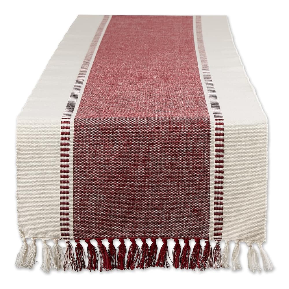 DII Striped Fringe Ribbed Table Runner 13x72"