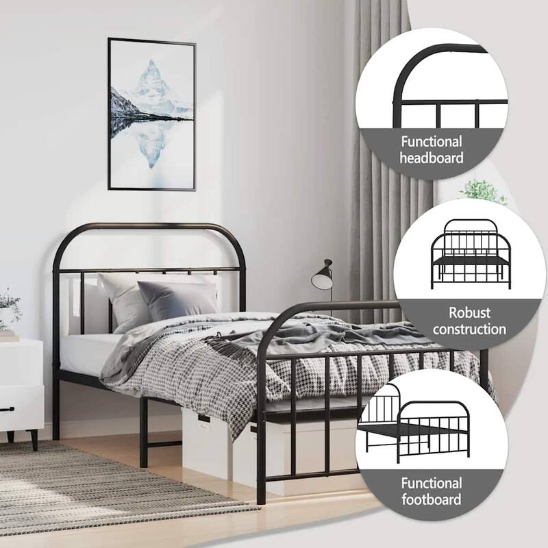 vidaXL 12 Inches Metal Bed Frame No Mattress