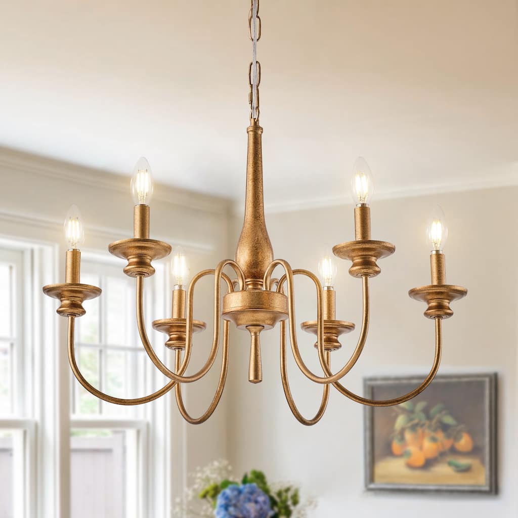 Starsky 6-Light Dimmable Vintage Candle Style Chandelier