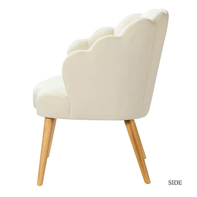 Eleanora Modern Cute Scalloped Back Tufted Velvet Armchairs Set of 2 by HULALA HOME