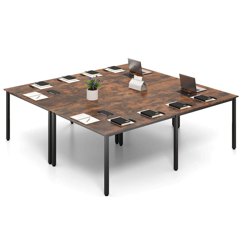 Costway 1/2 PCS 95" x 48" Large Meeting Table Seats up to 10 People 2 - See Details - Brown-2 PCS