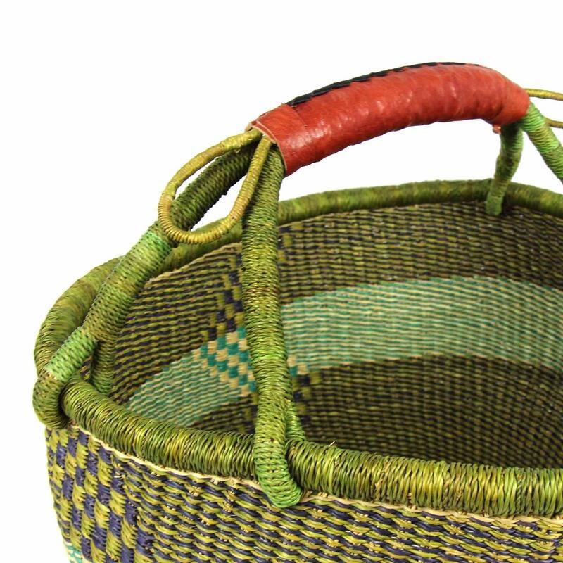 Handmade Large Market Basket, Mixed Colors