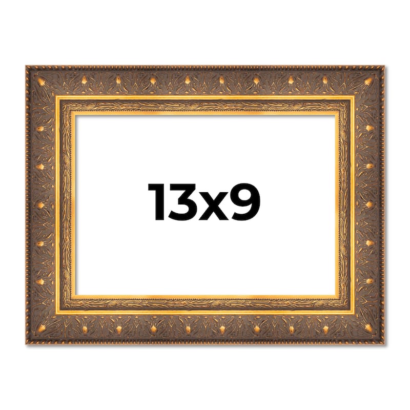 13x9 Frame Gold Real Wood Picture Frame