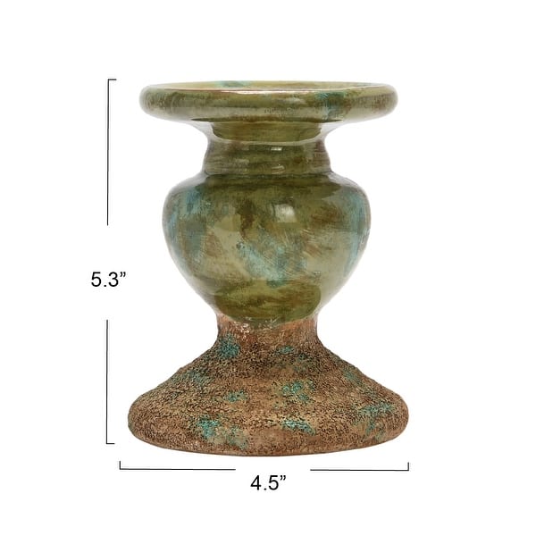 dimension image slide 5 of 6, Sculptural Terracotta Pillar Candle Holder