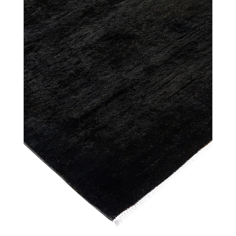 Overton Hand Knotted Wool Vintage Inspired Modern Contemporary Overdyed Black Area Rug - 8' 4" x 10' 5"