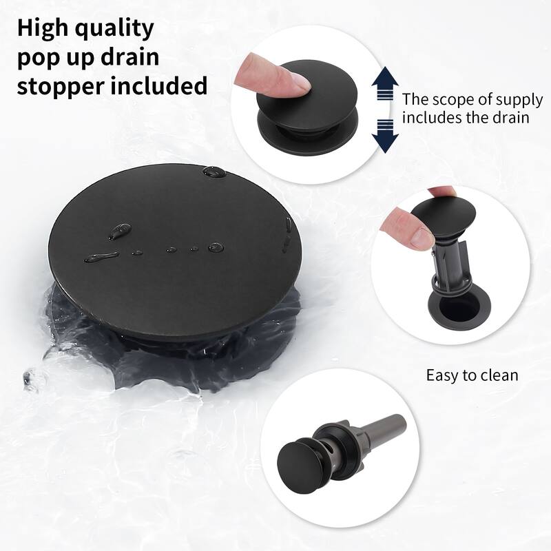 2 Handle 360 Degree Swivel Bathroom Sink Faucet with Pop up Drain Assembly and Water Supply Hose, Aerator, Anti Fingerprint