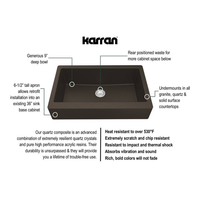 Karran Retrofit Apron Quartz Single Bowl Kitchen Sink