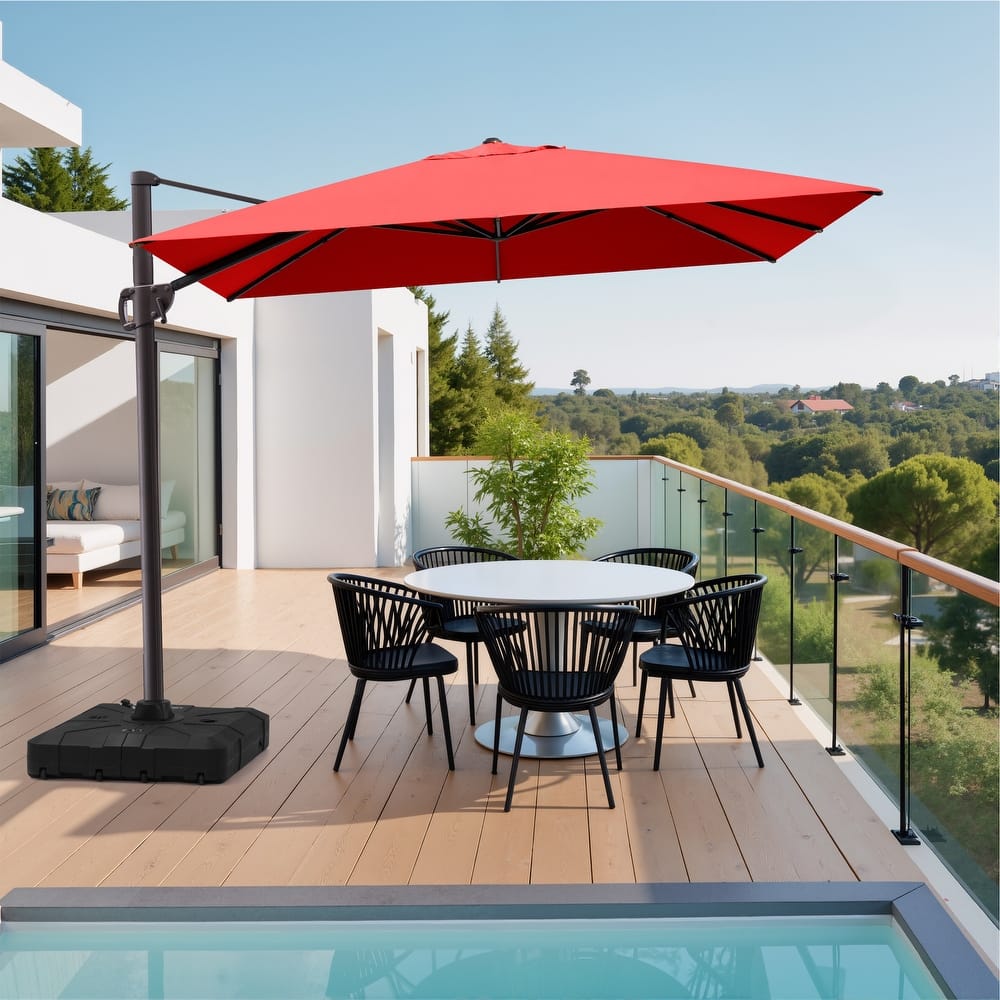 Sturdy Heavy-duty Patio Cantilever Offset Umbrella with 360-degree Rotation and Base