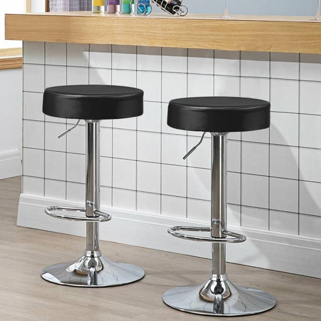 1 PC Round Bar Stool Adjustable Swivel Pub Chair - 14" x 26" - 34" (D x H)