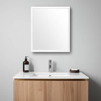 HomeRoots 32" White Framed Bathroom Vanity Mirror - 25.50 in. x 31.50 in. x 1.75 in.