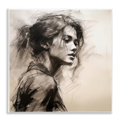 Stupell Traditional Sketch Portrait of Woman Wall Plaque Art Design By Heidi Kuntz