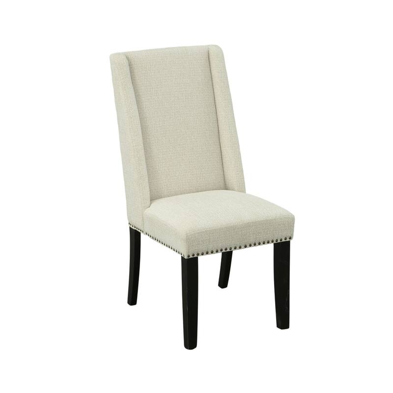 Solid Upholstered Cushion Dining Chairs - 40" - Set of 2 - Cream