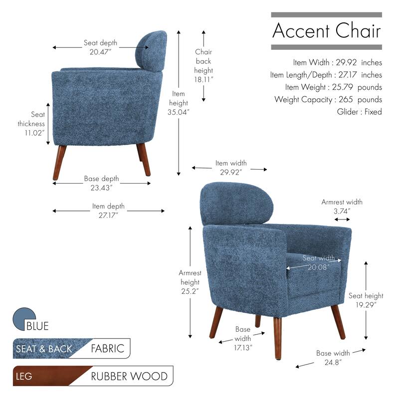 Porthos Home Rhys Sherpa Fabric Accent Barrel Chair with Rubberwood Legs