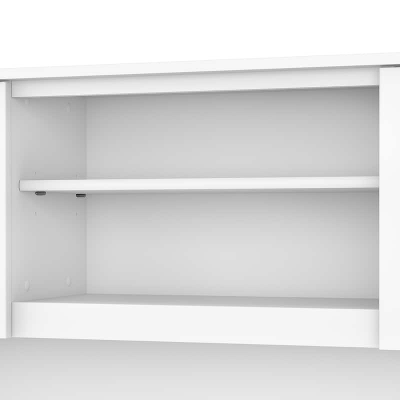 Bush Furniture Somerset Ash Gray 60W Hutch for L Shaped Desk - 59.09"L x 12.50"W x 35.69"H