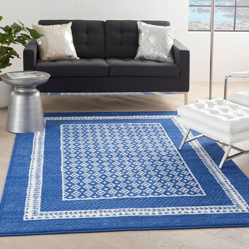 Nourison Whimsicle Geometric Moroccan Bordered Area Rug - 5' x 7' - Navy - Runner/Rectangle