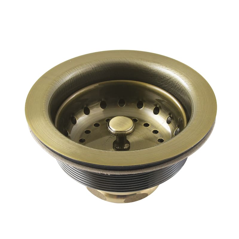 Fresno 3-1/2 Inch Kitchen Sink Basket Strainer Only - Antique Brass