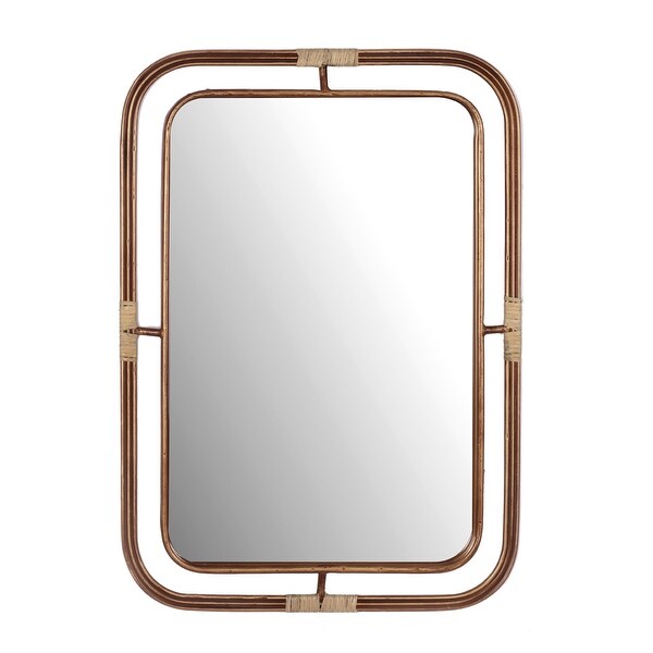 Azalea Park 27.6 Inch Antique Gold Metal and Rattan Wall Mirror