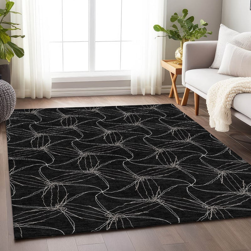 Premium Washable Super Soft Modern Symphony Mayfield Rug - Black - 5' x 7'6"