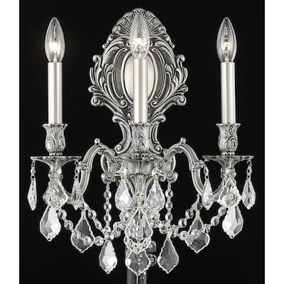 Fleur Illumination Collection Wall Sconce D:14in H:18in E:9.5in Lt:3 Pewter Finish (Elegant Cut Crystals)