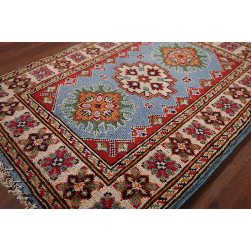 Blue Kazak Oriental Foyer Rug Handmade Wool Carpet - 2'0" x 2'9"