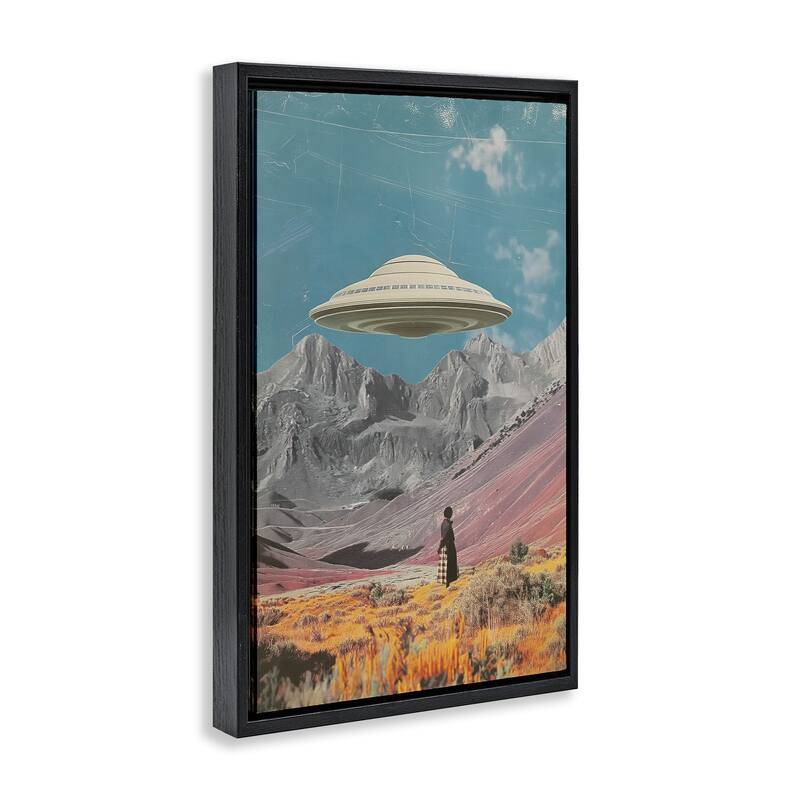 Stupell UFO over Mountain Valley Framed Floater Canvas Wall Art Design By Wumples