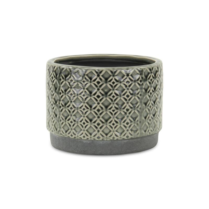 Zajedani Gray Ceramic Wide Lattice Pot