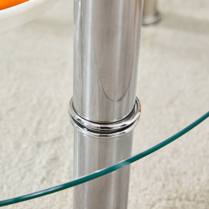 Contemporary Minimalist Double Layer Tempered Glass Coffee Table,Reinforced Glass Tabletop,Stainless Steel Plated Legs