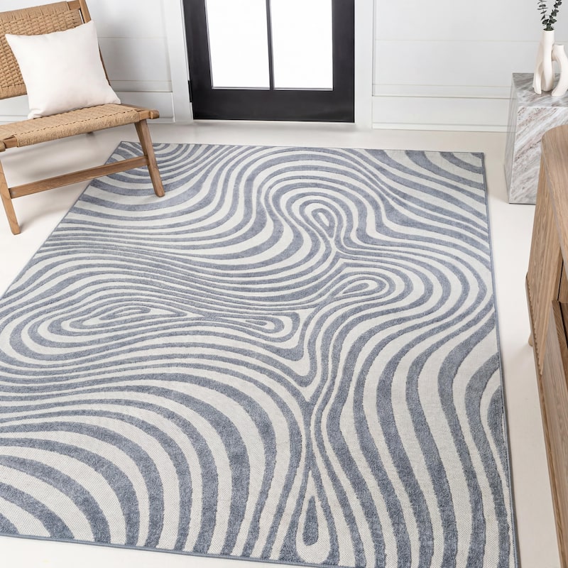 JONATHAN Y Maribo Minimalist Scandi Striped Navy/ivory Area Rug