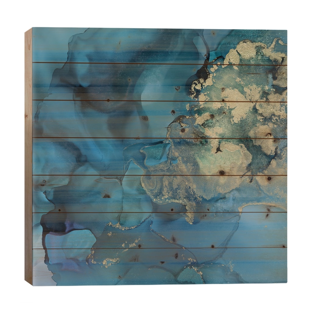 Aquamarine Drift II Print On Wood by Victoria Borges - Multi-Color