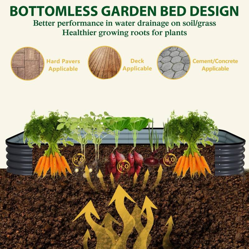 VEIKOUS Modular Metal Raised Garden Bed, Corrosion-Resistant Steel, Outdoor Planter Box for Vegetables, Flowers & Herbs