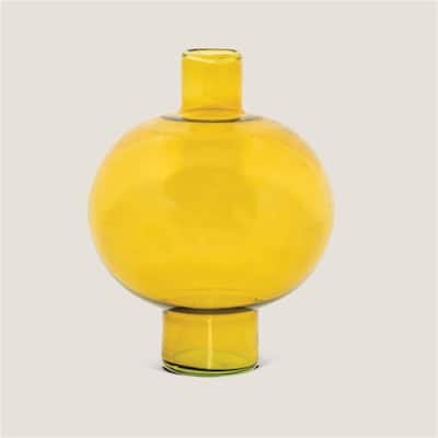 Vase Recycled Glass Round Amber Green - Green