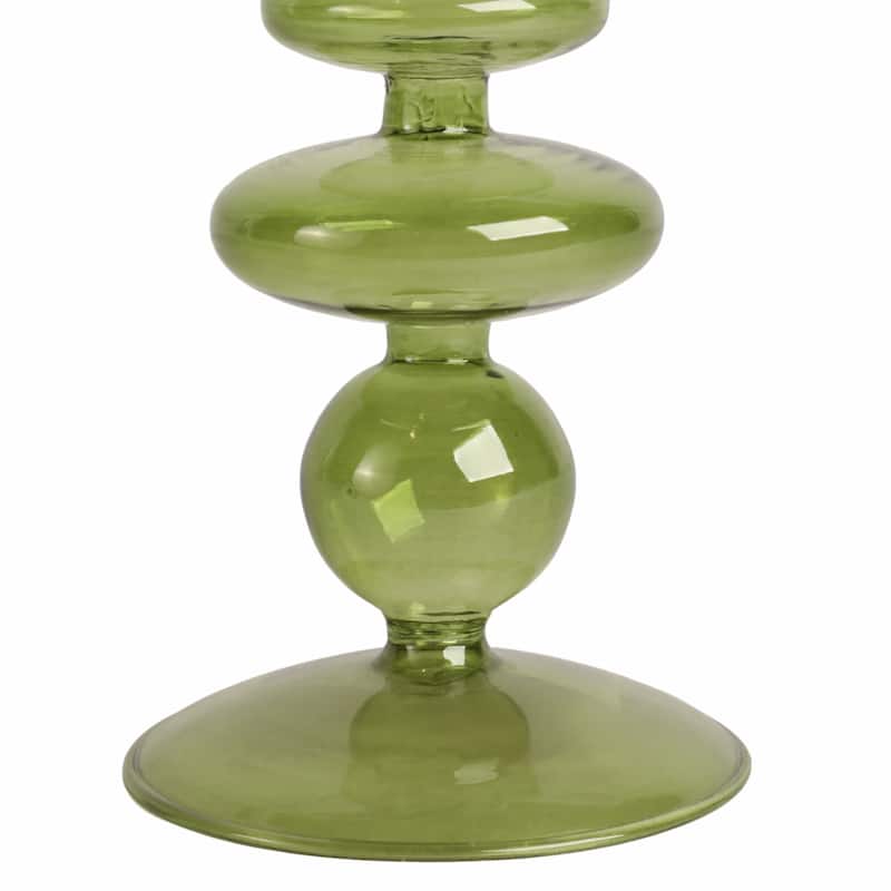 Modern Bubble Glass Candle Holder with Rounded Accent Base