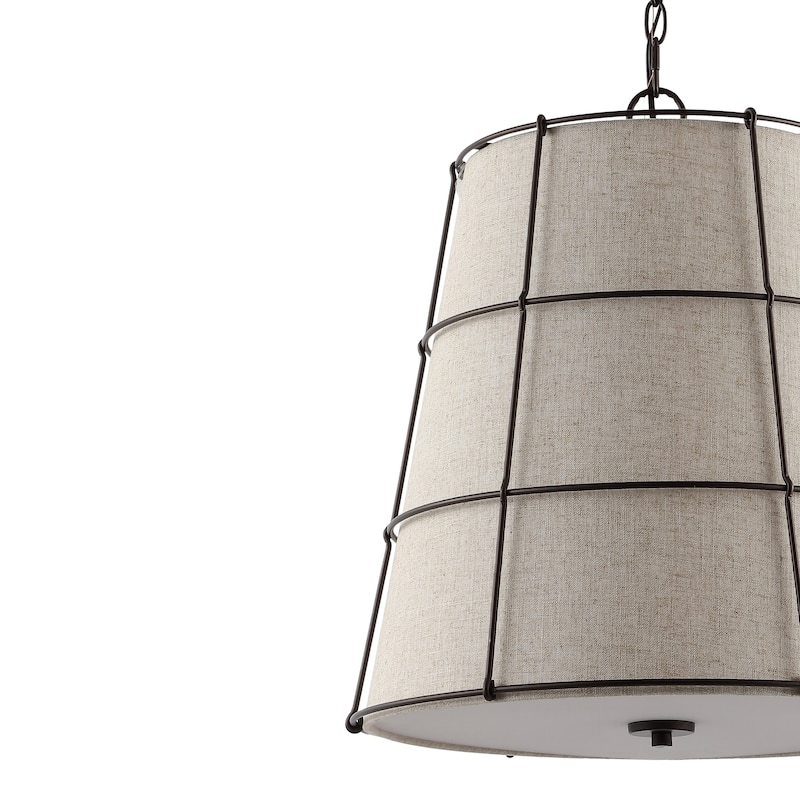 Chadwick 19" 3-Light Rustic Farmhouse Iron LED Pendant, Oil Rubbed Bronze by JONATHAN Y - 3 Light