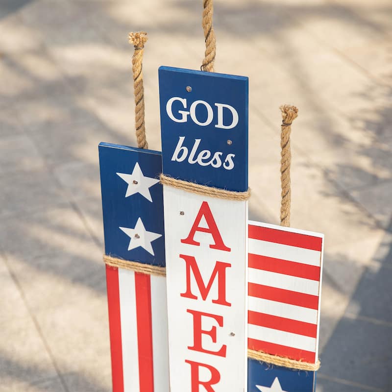 Glitzhome 36"H Wooden Patriotic Americana Porch Decor