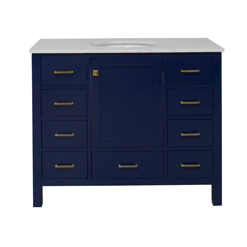 KitchenBathCollection Horizon 42" Bathroom Vanity with Engineered Carrara Top