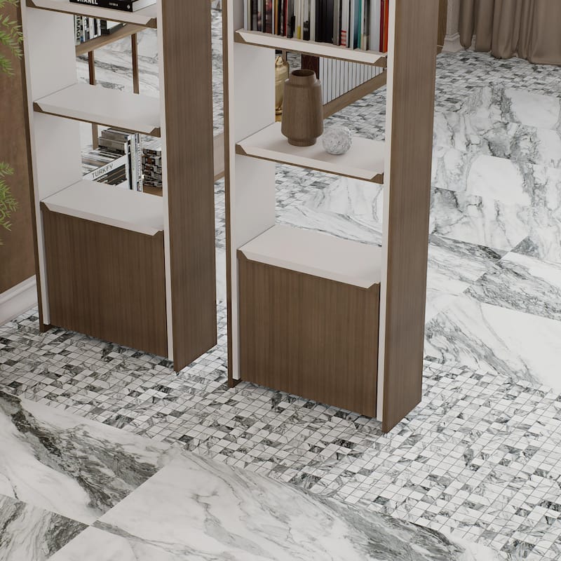 Merola Tile Touche 2" Square Zebre 11-3/4" x 11-3/4" Porcelain Mosaic Floor and Wall Tile - (1 Tile)