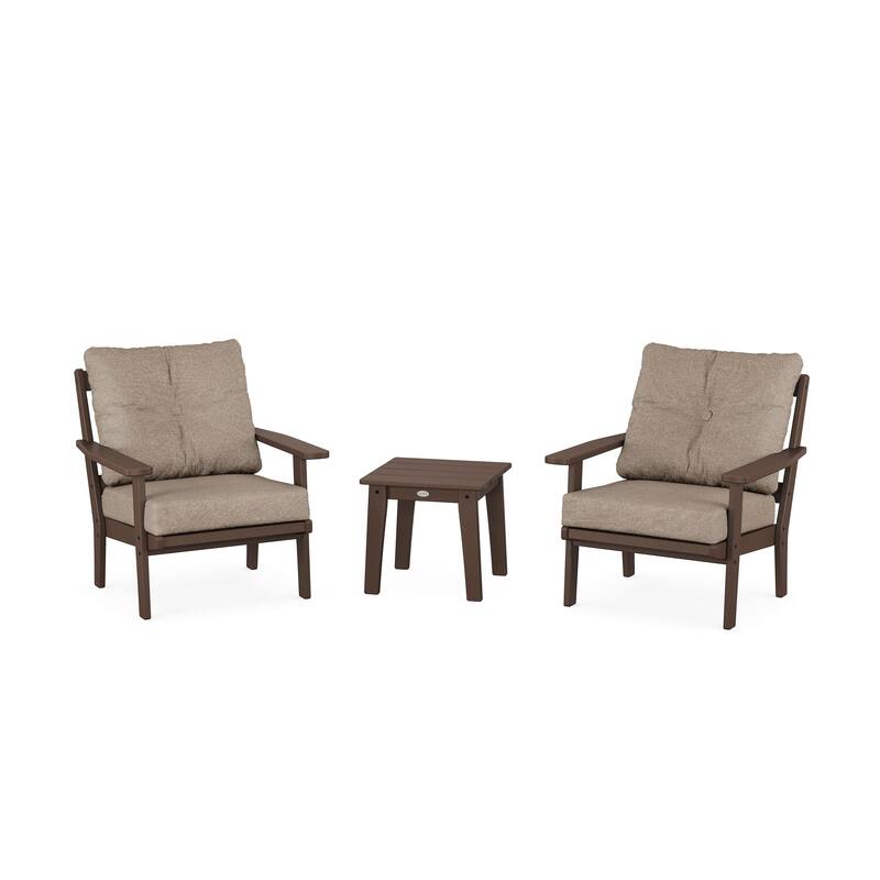 POLYWOOD Oxford 3-Piece Deep Seating Set - Mahogany/Spiced Burlap