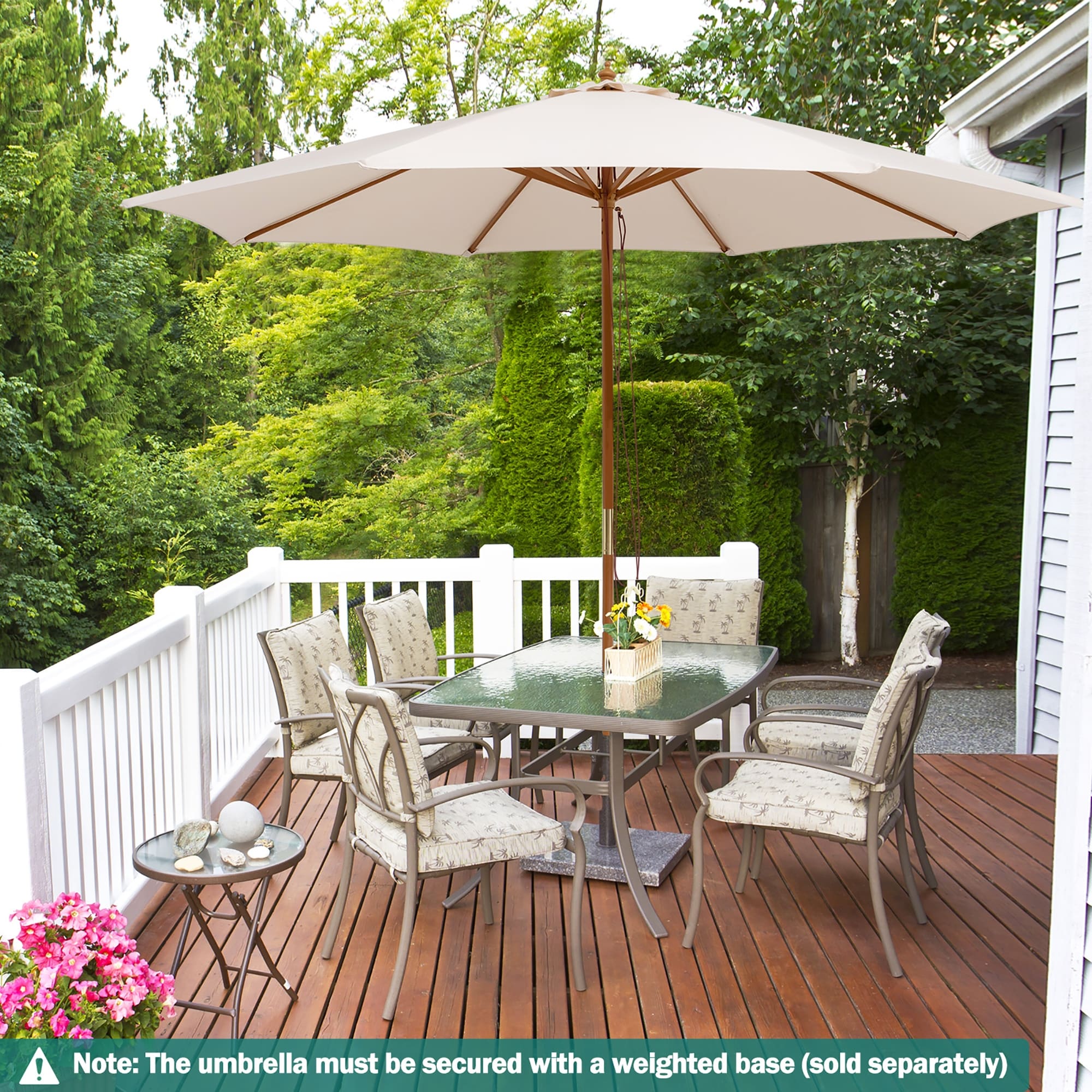 amevci 9 ft outdoor patio umbrella pfid:105391-00 Its easy hand crank Color:Cocoa Sunnydaze 10' Solar Cantilever